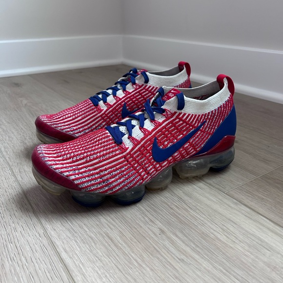 Nike Air Vapormax Flyknit 3 USA Red White Blue Mens Size 9 Rare CW5585-100 - Picture 2 of 12